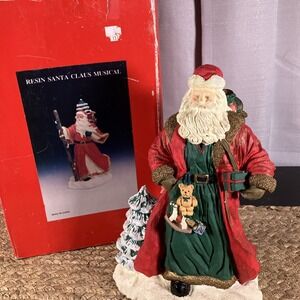 Vintage 1995 Resin Santa Musical We Wish You A Merry Christmas